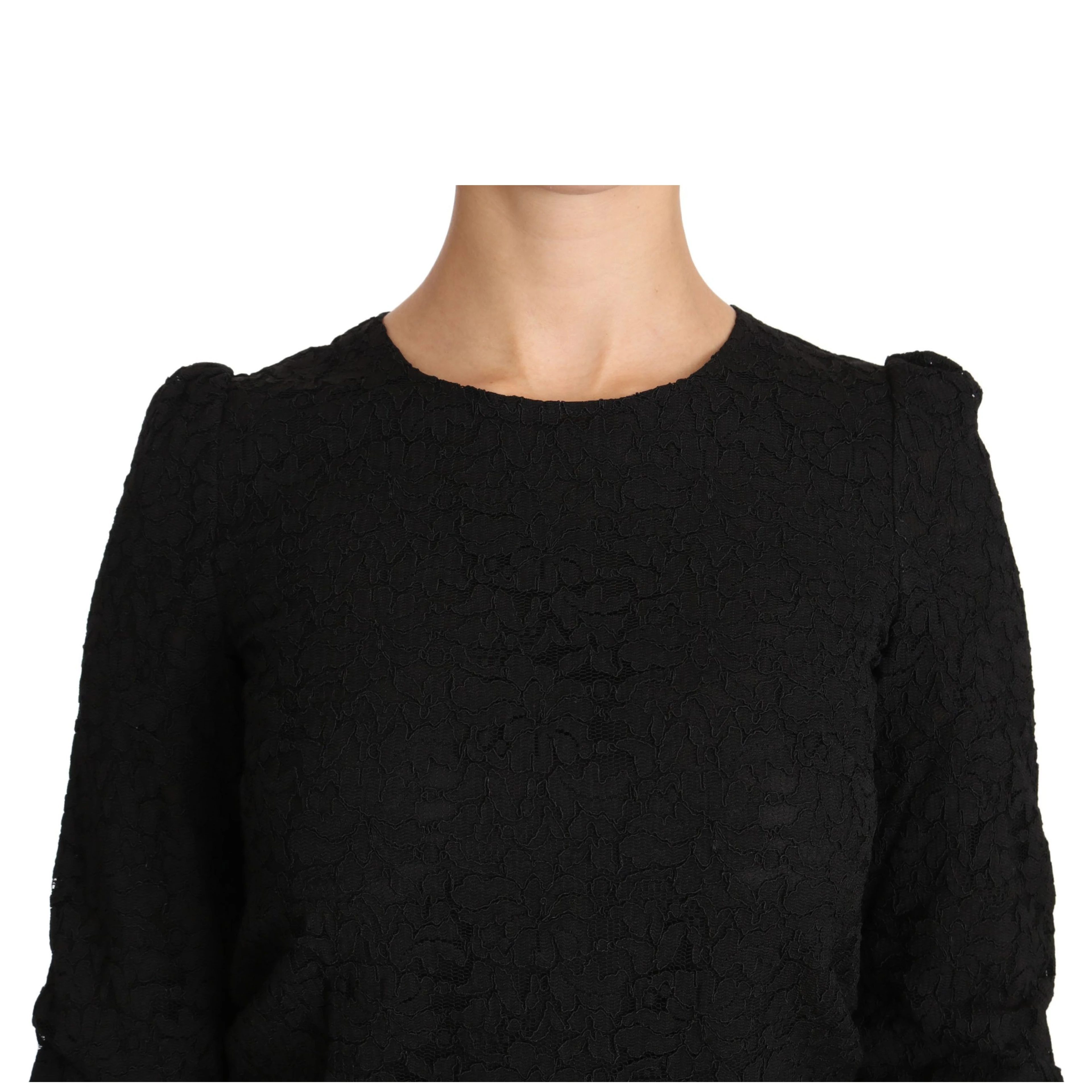 Black Floral Lace Zipper Top Blouse