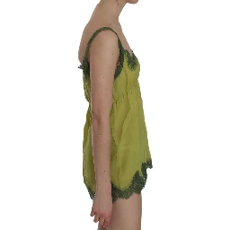 Green Lace Spaghetti Strap Tank Top Blouse