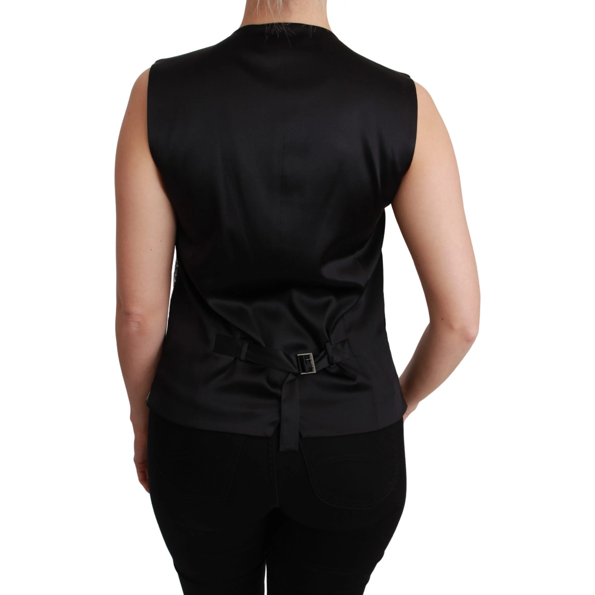 Silver Brocade Sleeveless Metallic Top