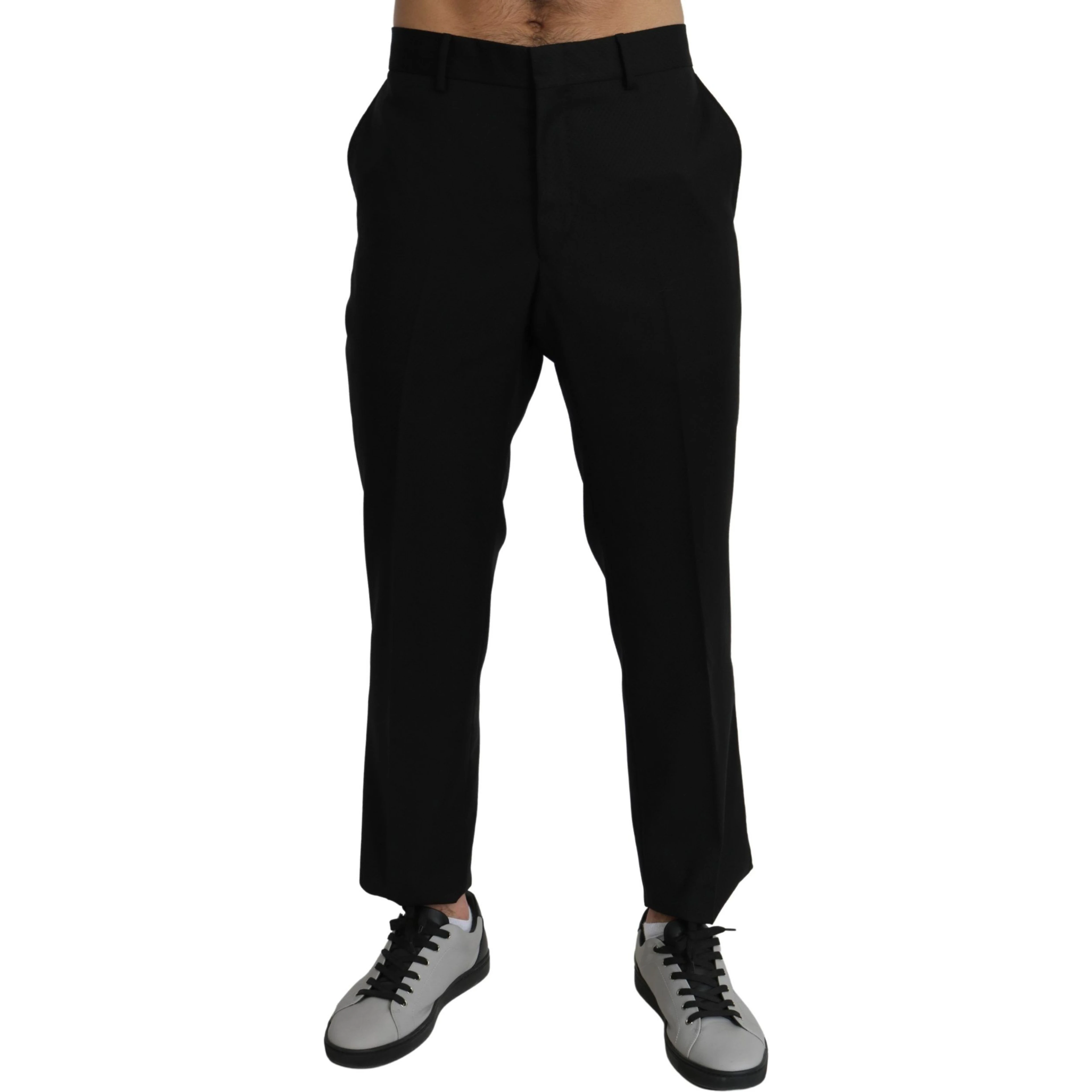Black Cotton Wool Formal Dress Pants