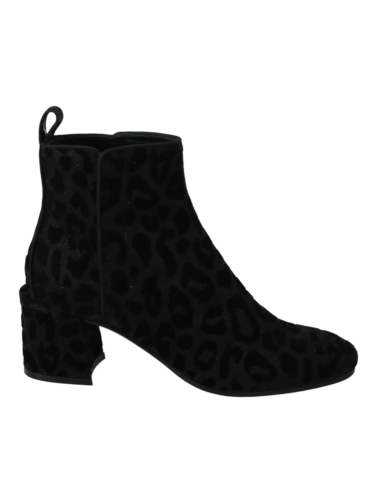 Black Leopard Short Boots Zipper Shoes