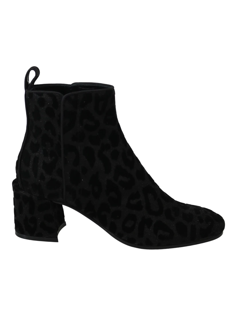 Black Leopard Short Boots Zipper Shoes