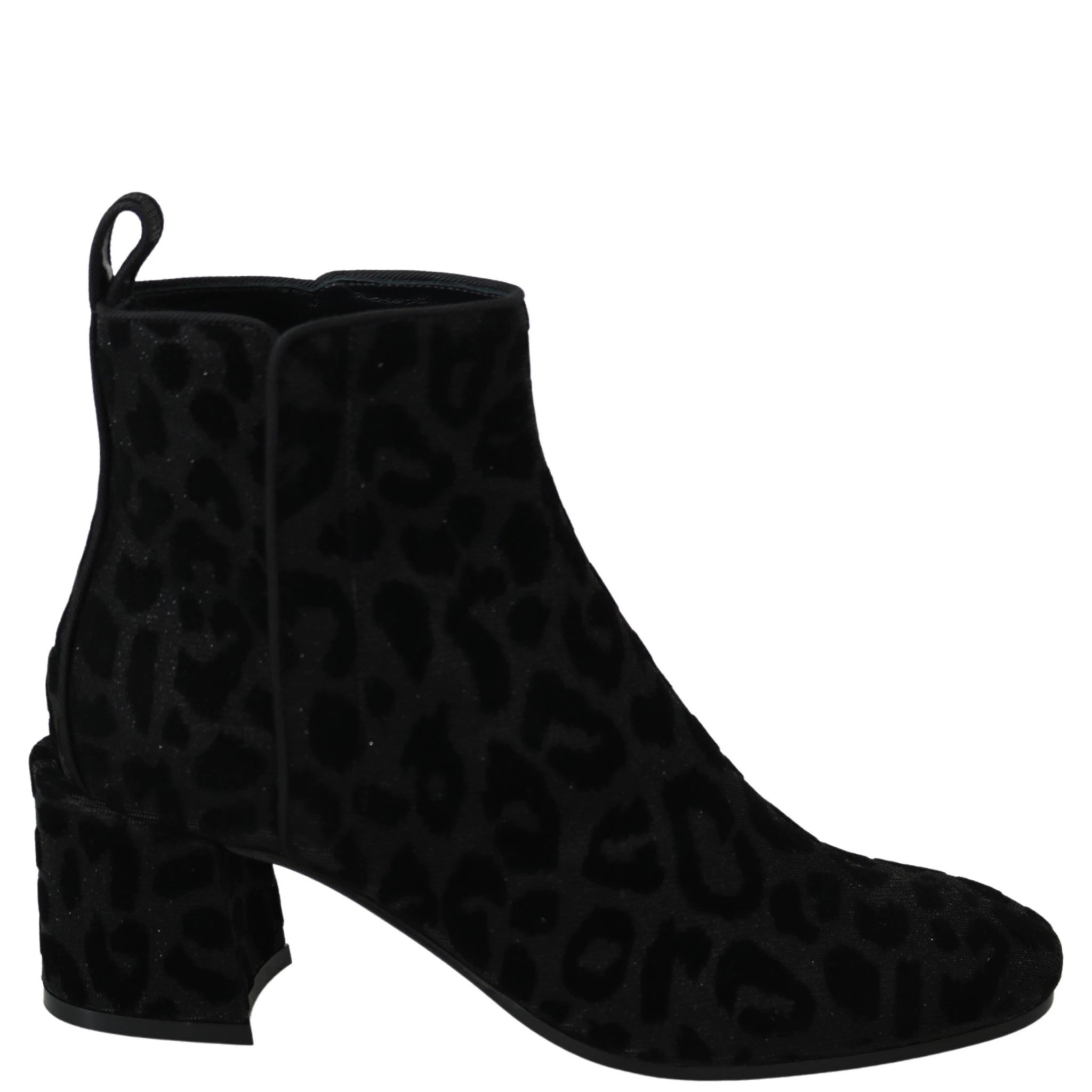 Black Leopard Short Boots Zipper Shoes