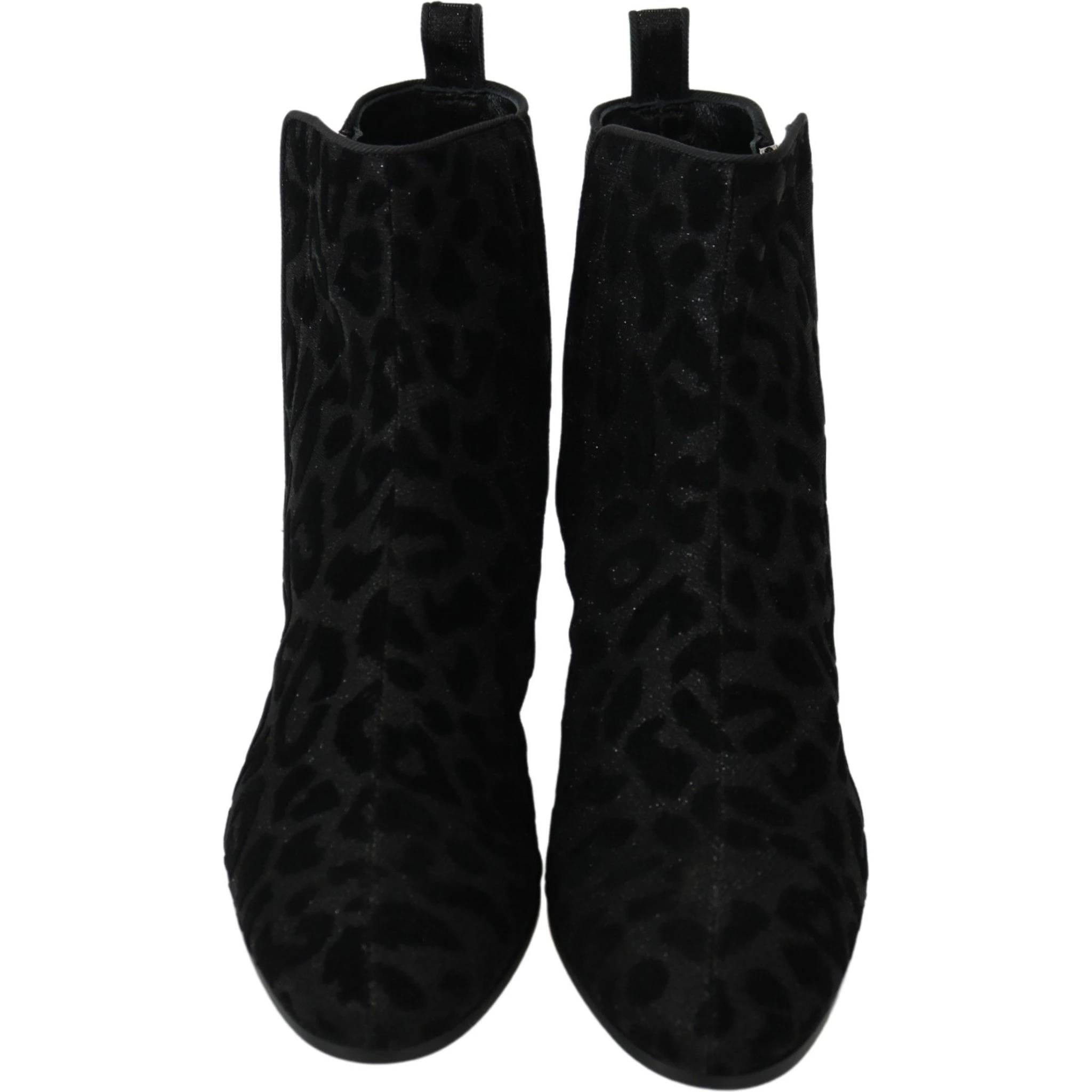 Black Leopard Short Boots Zipper Shoes