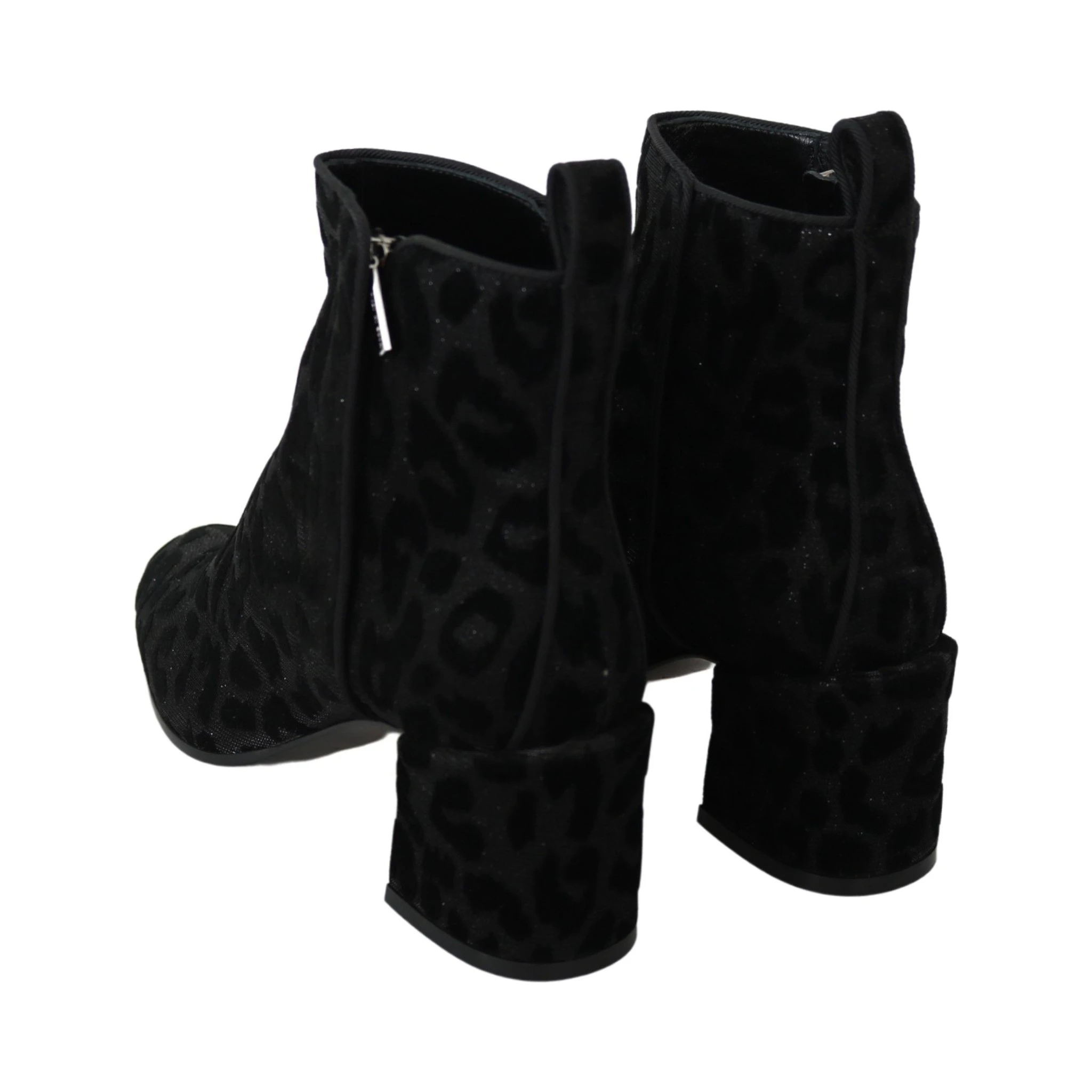 Black Leopard Short Boots Zipper Shoes