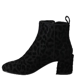 Black Leopard Short Boots Zipper Shoes
