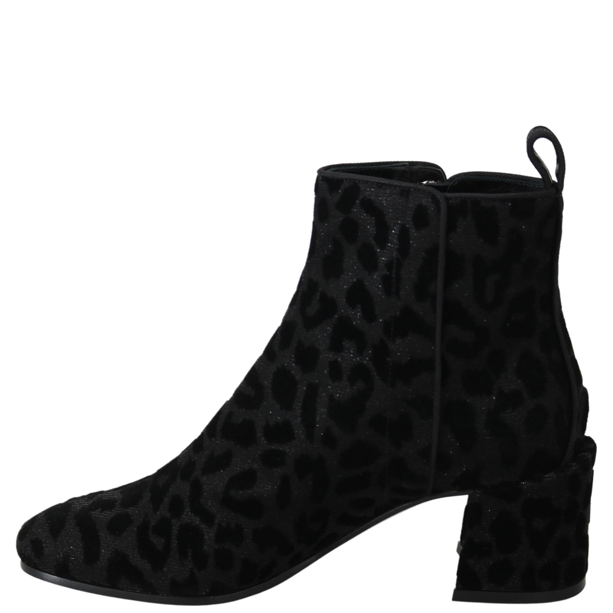 Black Leopard Short Boots Zipper Shoes
