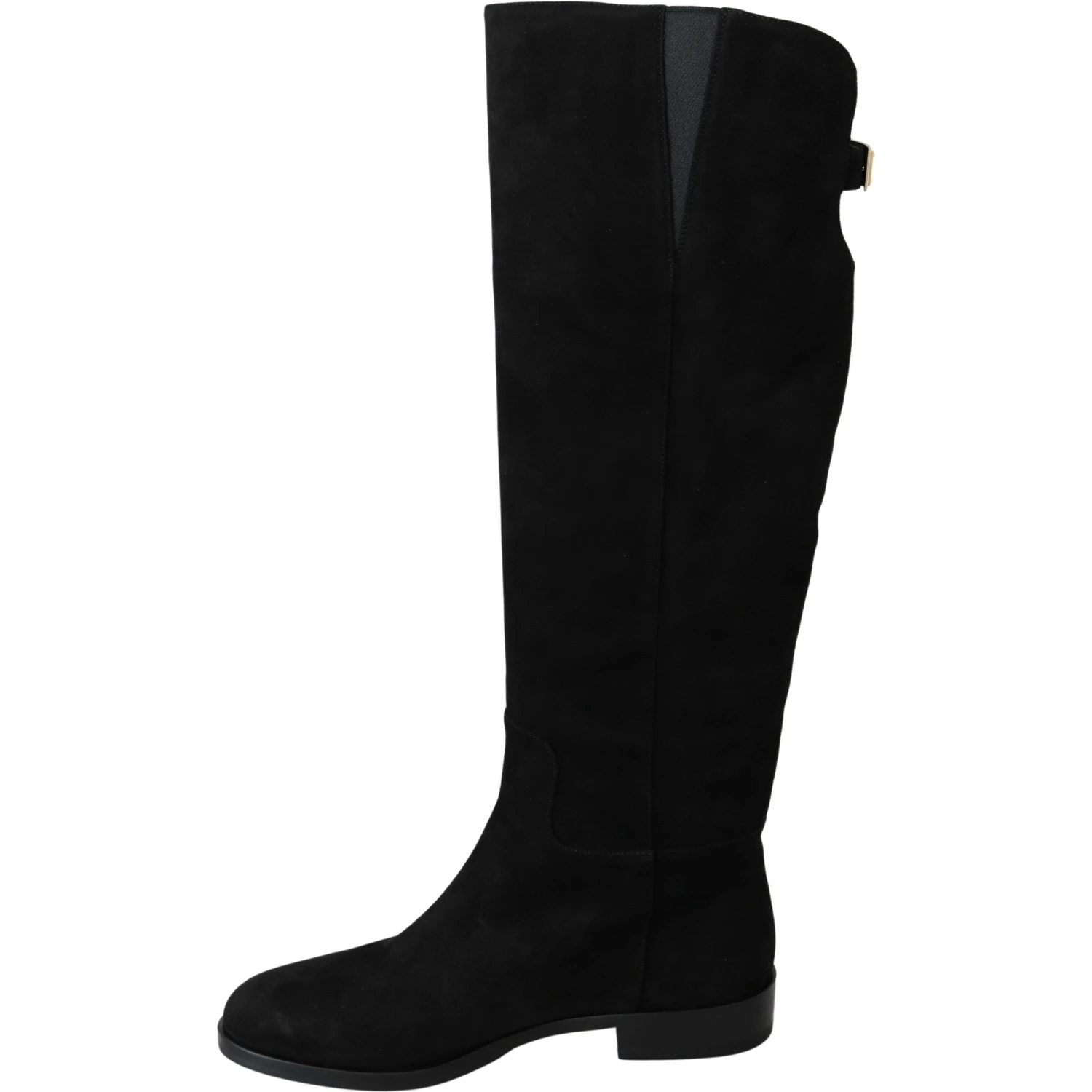 Black Suede Knee High Flat Boots Shoes