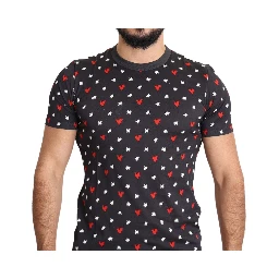 Dark Gray Hearts Print Cotton Men T-shirt