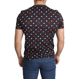 Dark Gray Hearts Print Cotton Men T-shirt
