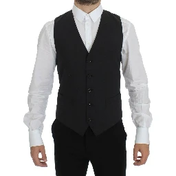 Gray Wool Stretch Dress Blazer Vest