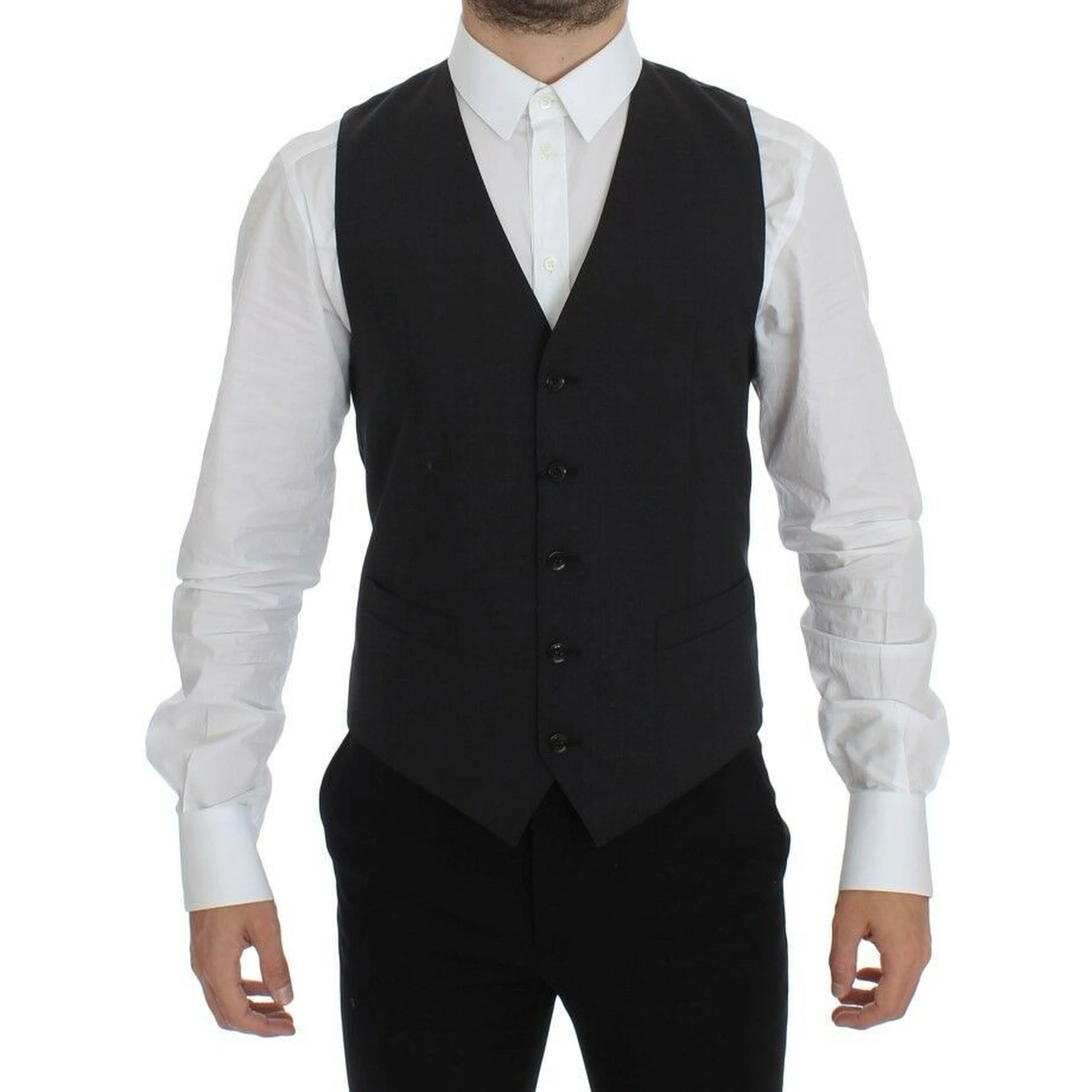 Gray Wool Stretch Dress Blazer Vest