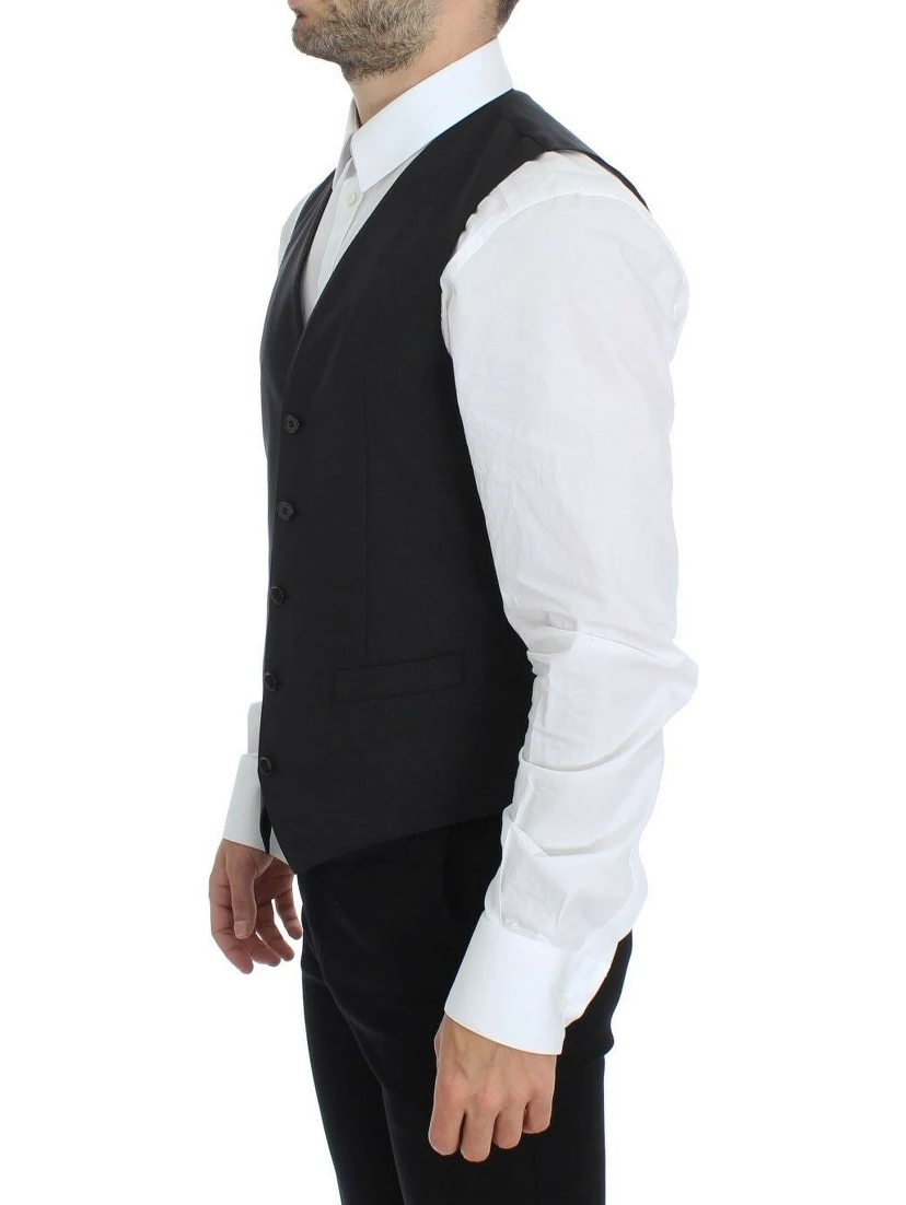 Gray Wool Stretch Dress Blazer Vest