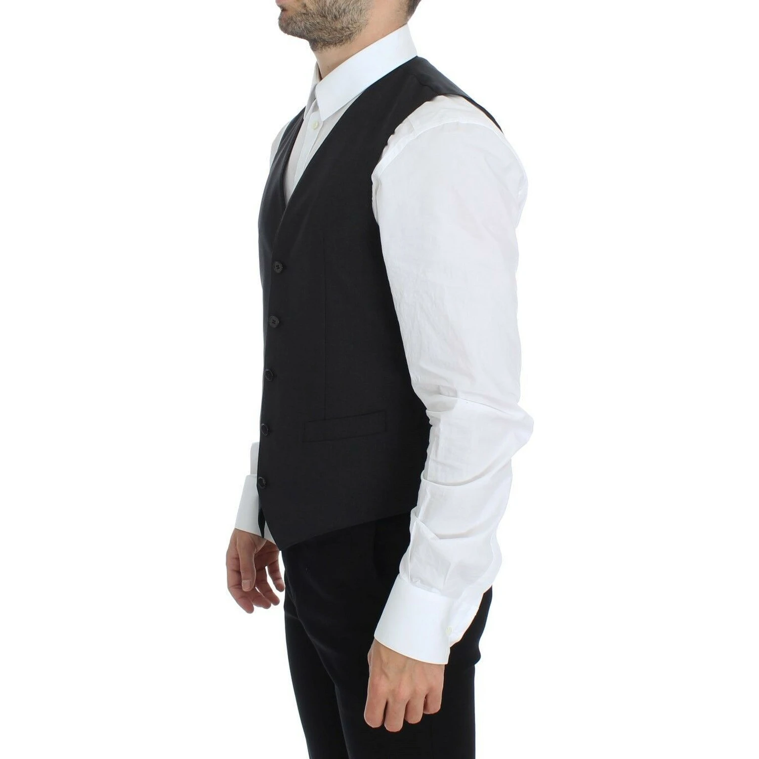 Gray Wool Stretch Dress Blazer Vest