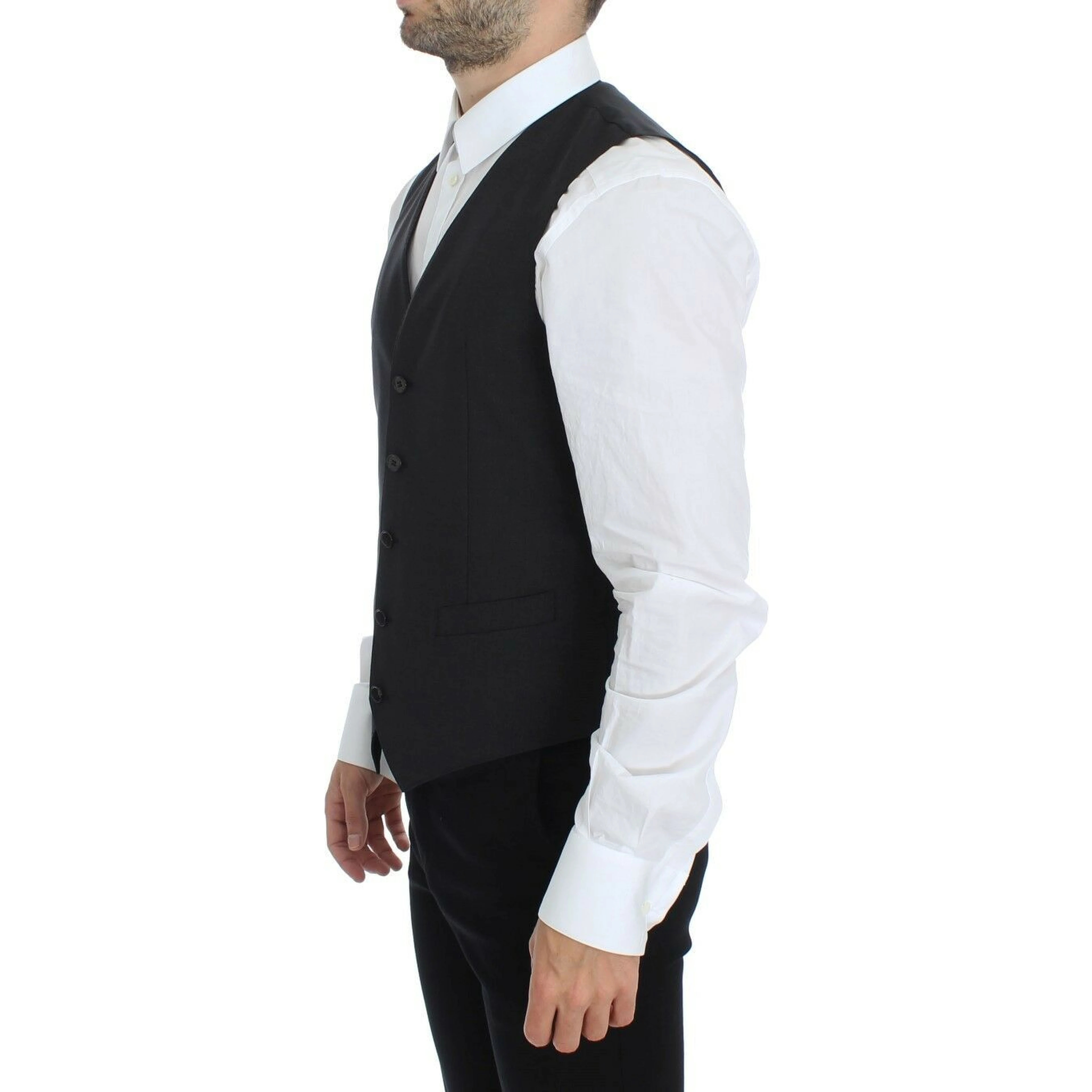Gray Wool Stretch Dress Blazer Vest