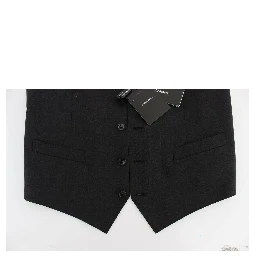 Gray Wool Stretch Dress Blazer Vest