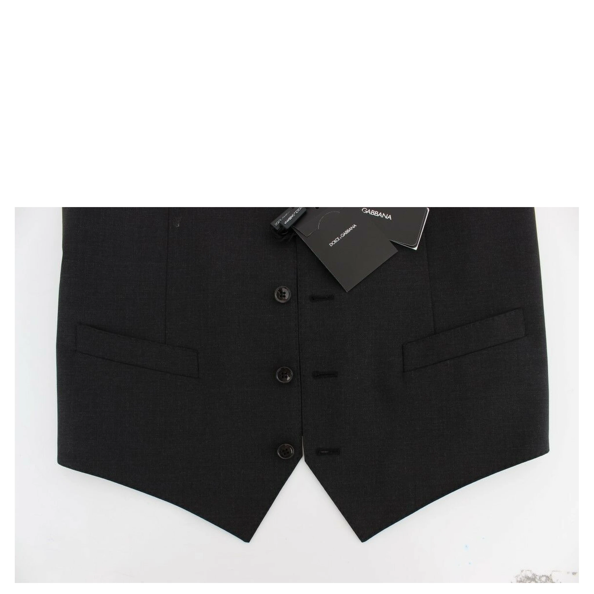 Gray Wool Stretch Dress Blazer Vest