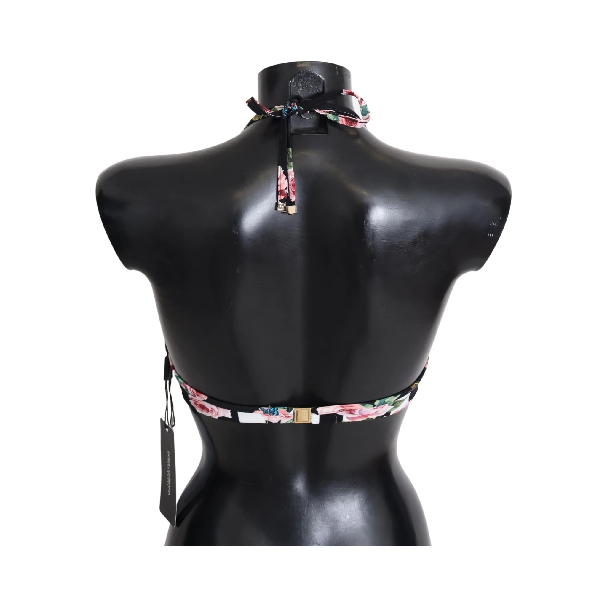 Multicolor Striped Rose Print Swimwear Bikini Tops