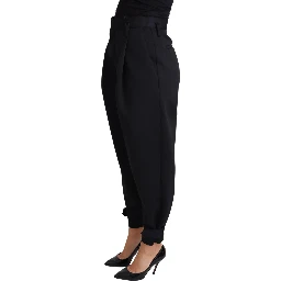 Black Cropped Dress High Waist Polyester Pants