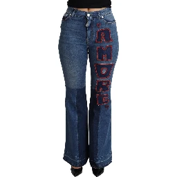 Blue Amore Patch Boot Cut Cotton Stretch Pant