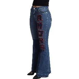 Blue Amore Patch Boot Cut Cotton Stretch Pant