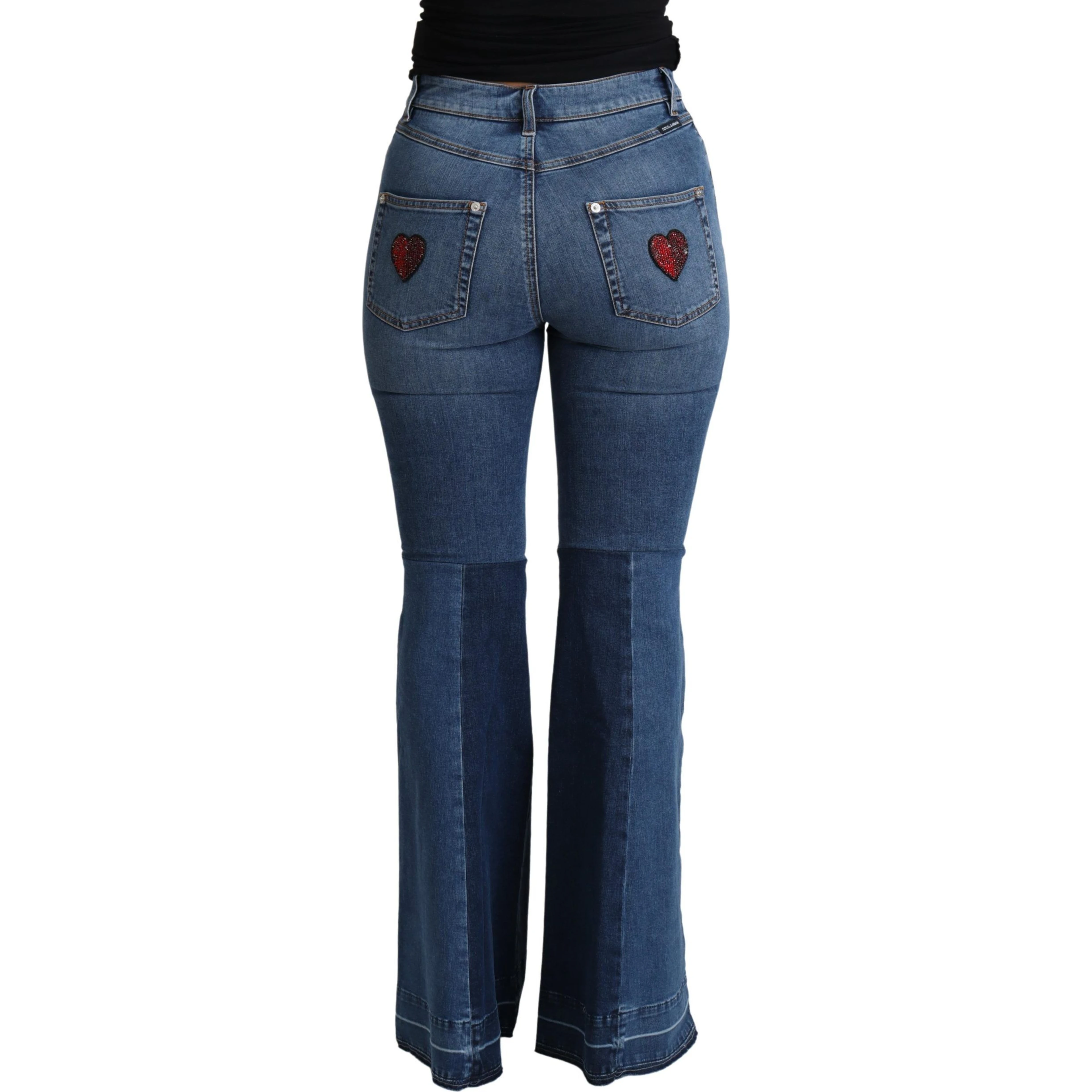 Blue Amore Patch Boot Cut Cotton Stretch Pant