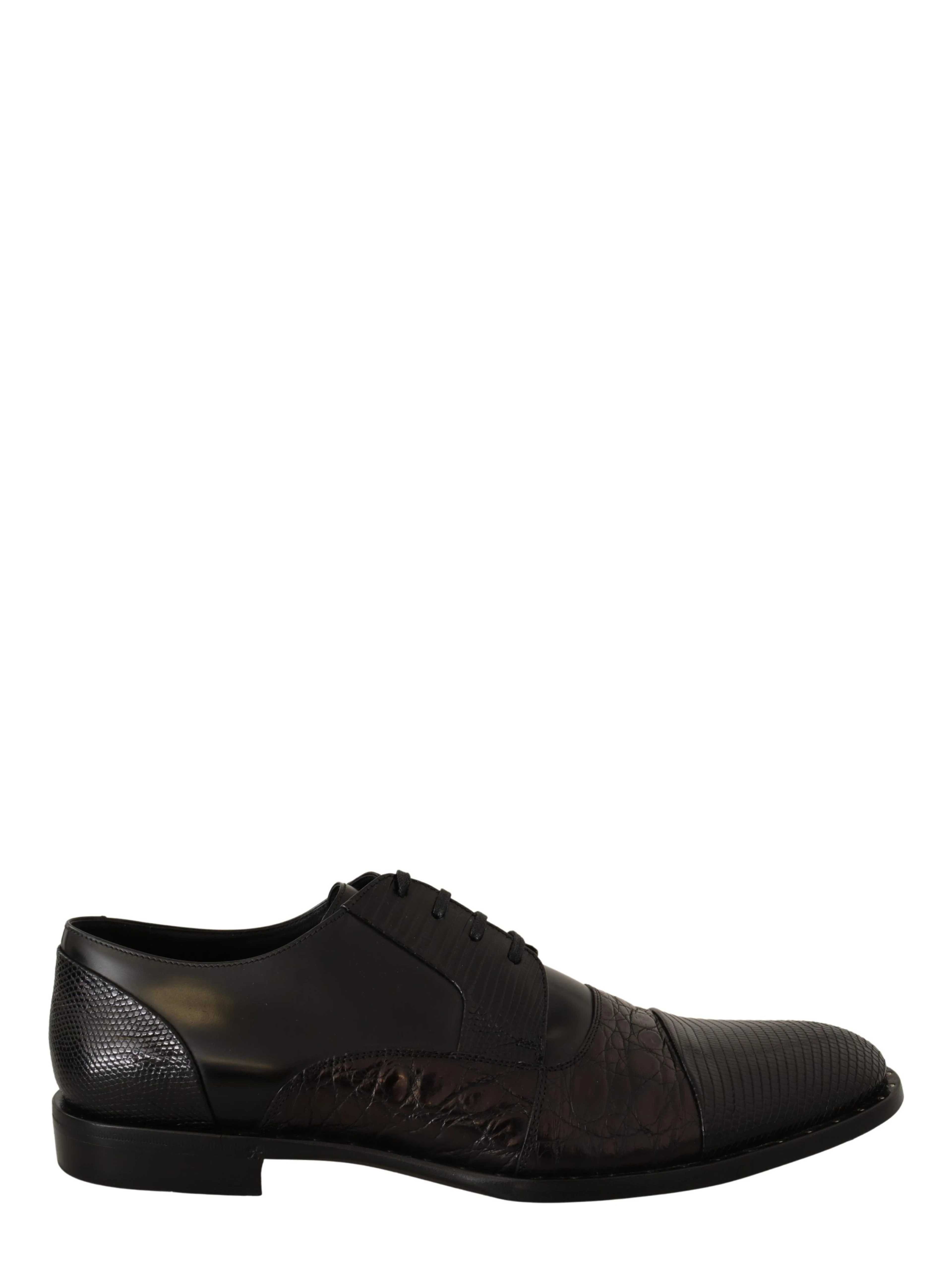 Black Leather Exotic Skins Formal Shoes