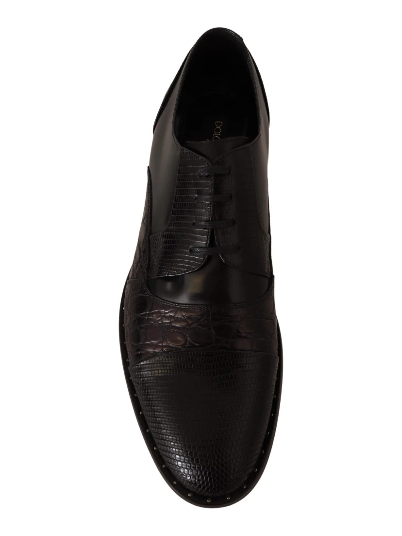 Black Leather Exotic Skins Formal Shoes