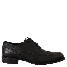 Black Leather Oxford Wingtip Formal Dress Shoes