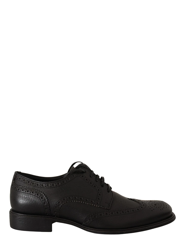 Black Leather Oxford Wingtip Formal Dress Shoes