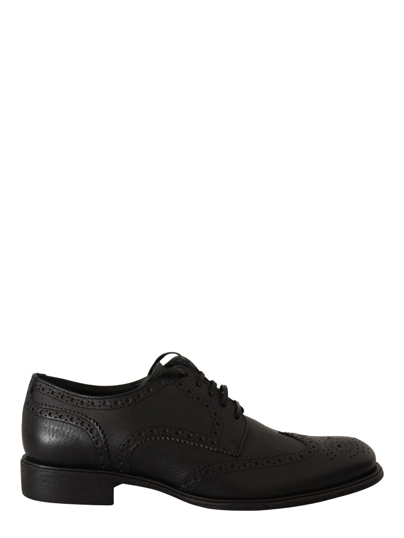 Black Leather Oxford Wingtip Formal Dress Shoes