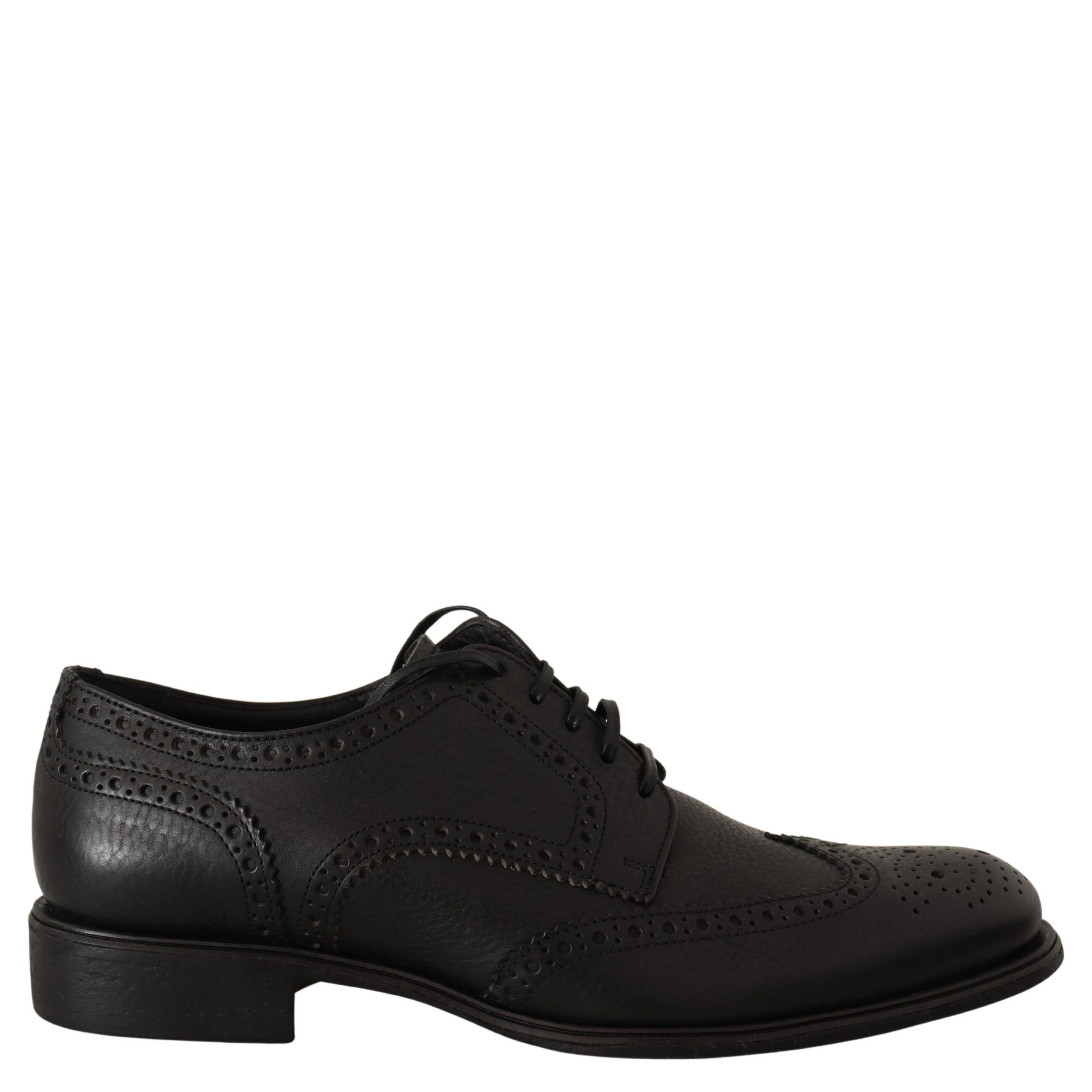 Black Leather Oxford Wingtip Formal Dress Shoes