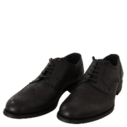 Black Leather Oxford Wingtip Formal Dress Shoes