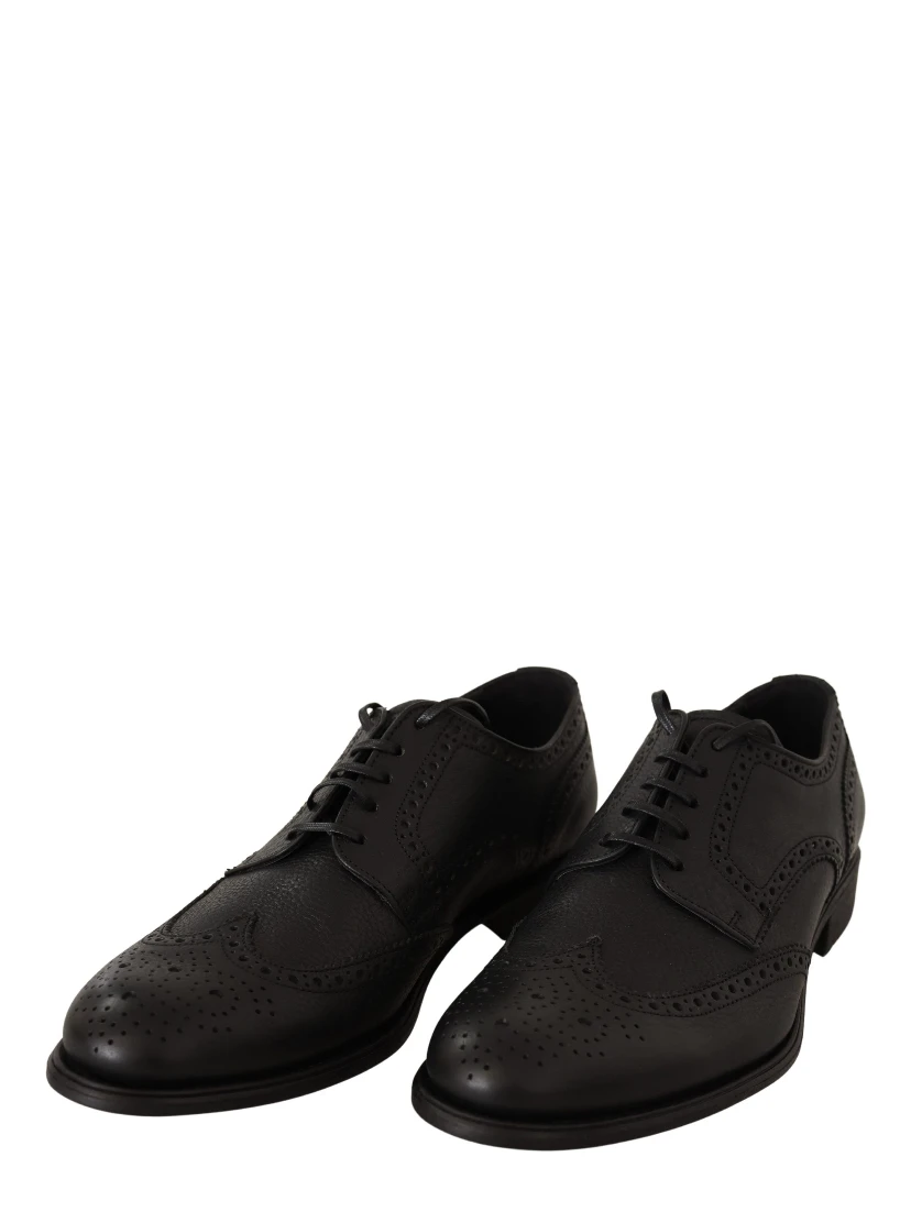Black Leather Oxford Wingtip Formal Dress Shoes