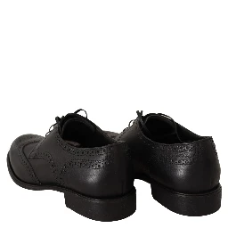 Black Leather Oxford Wingtip Formal Dress Shoes