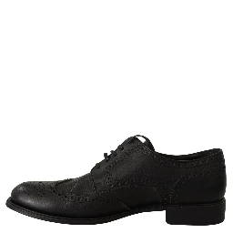 Black Leather Oxford Wingtip Formal Dress Shoes