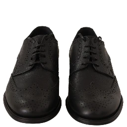 Black Leather Oxford Wingtip Formal Dress Shoes