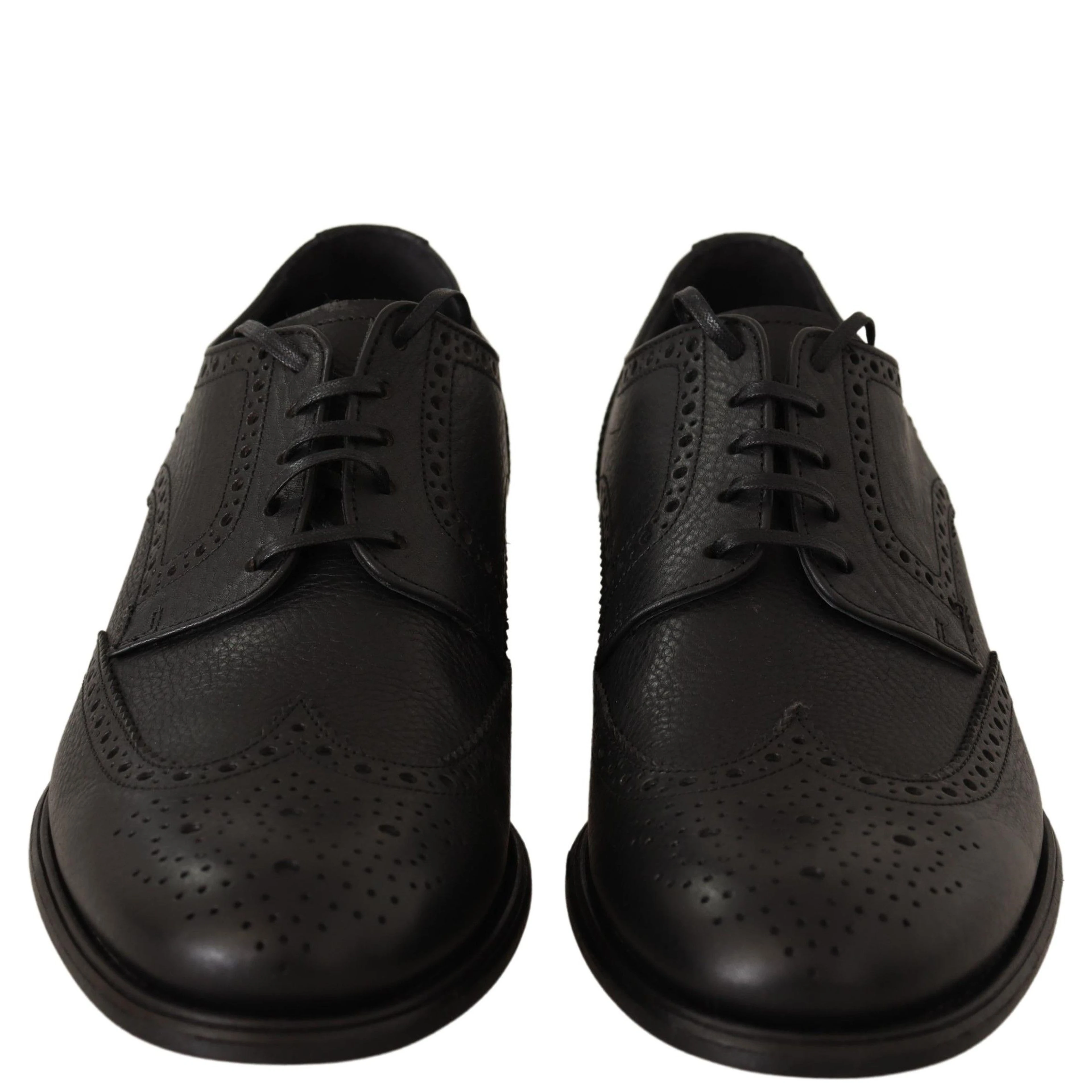 Black Leather Oxford Wingtip Formal Dress Shoes