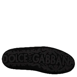 Black Leather Crystal Gold Crown Loafers Shoes