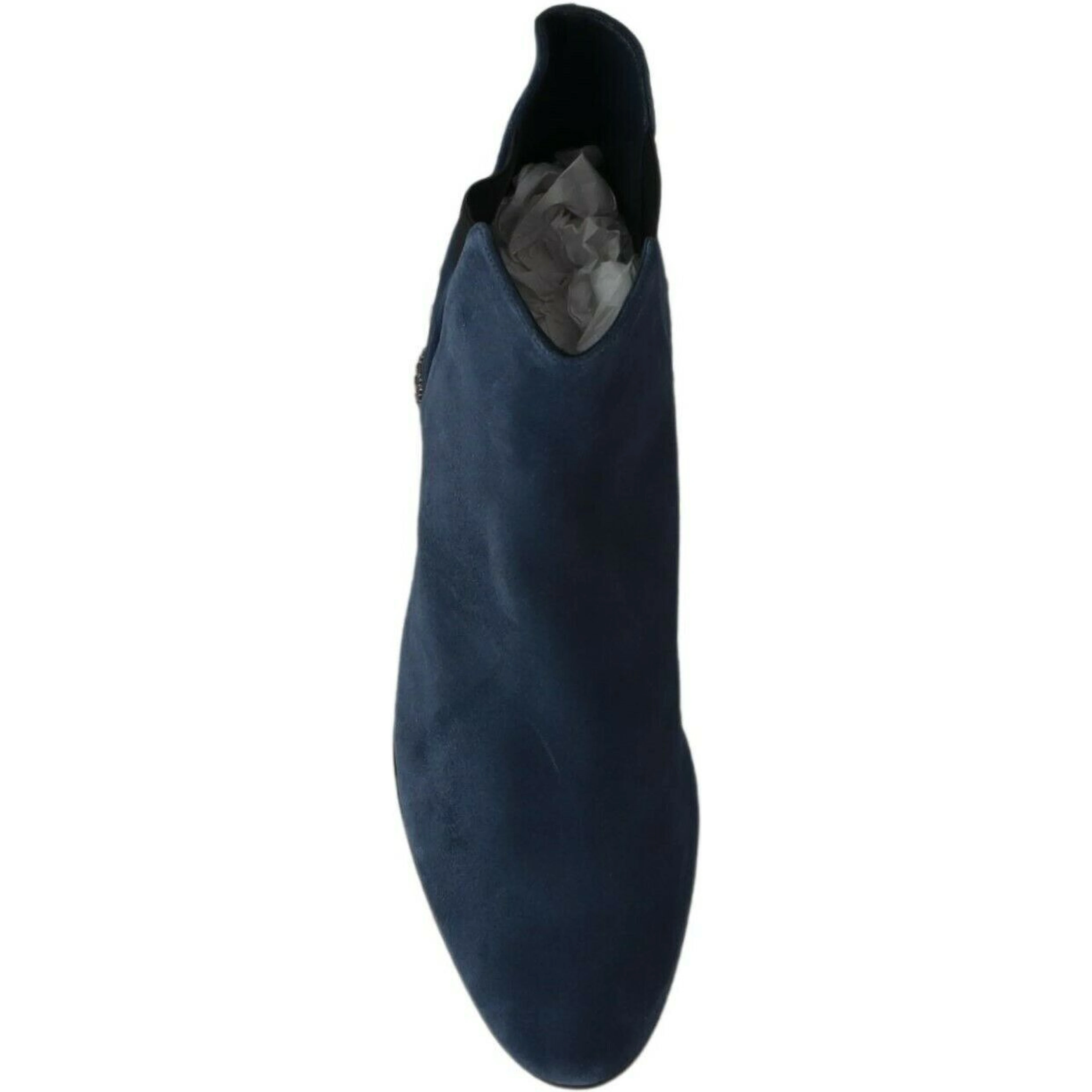 Blue Suede Embellished Studded Boots Shoes