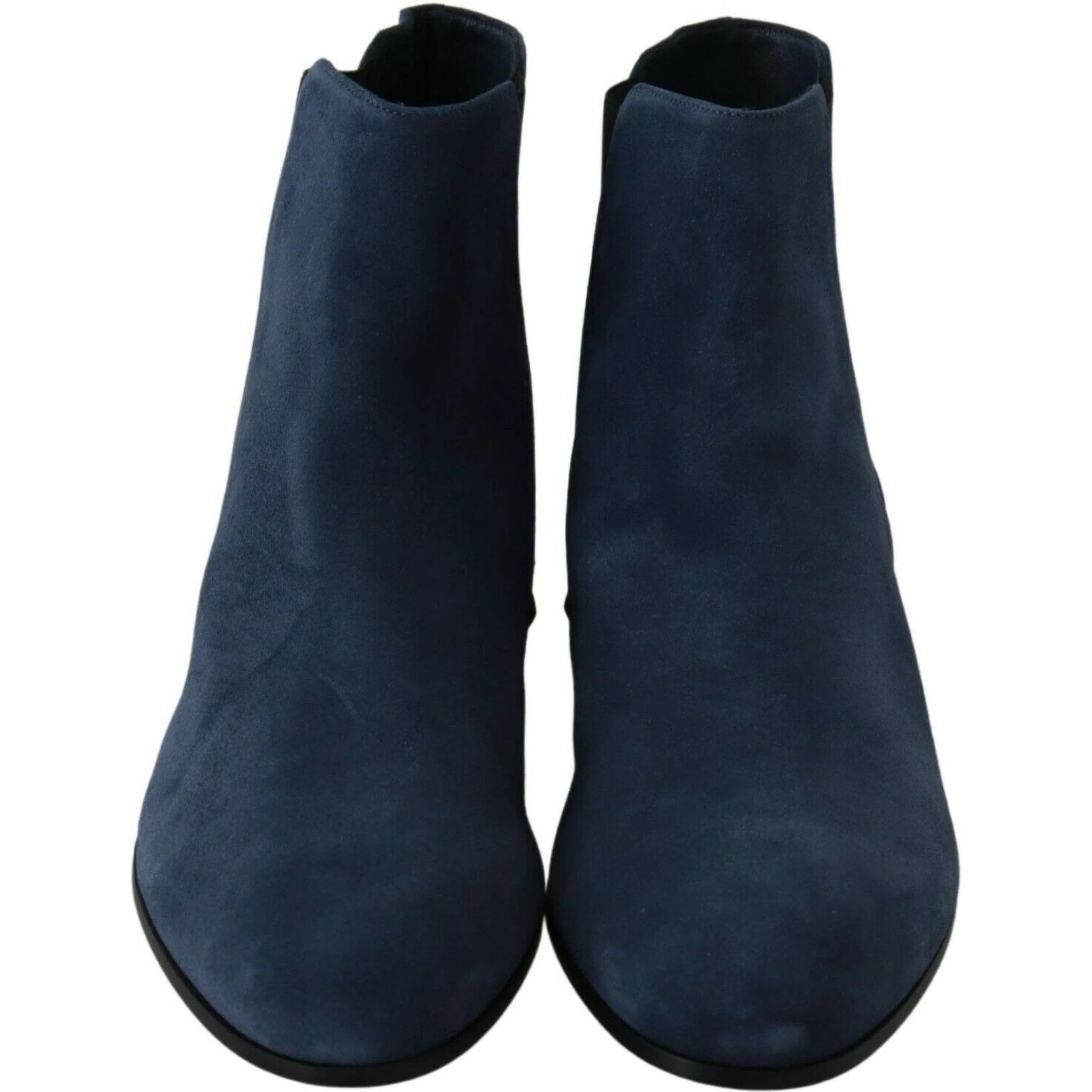 Blue Suede Embellished Studded Boots Shoes