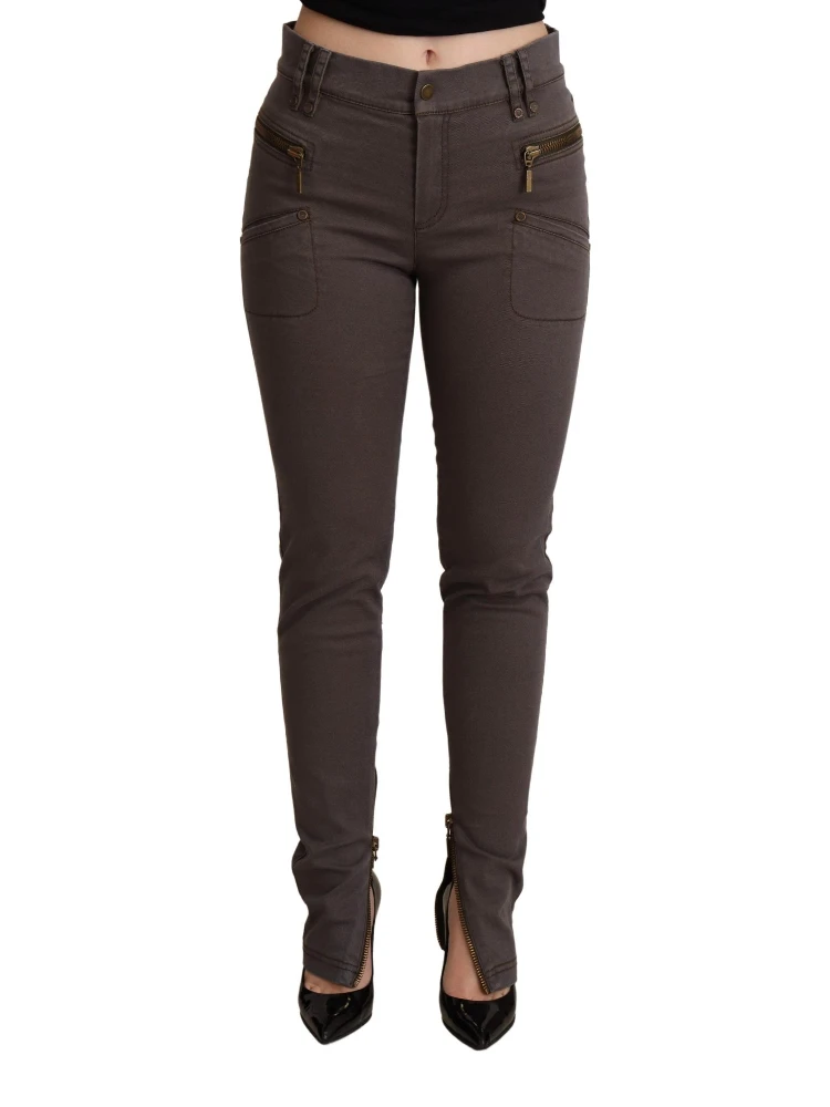 Brown Cotton Stretch Skinny Denim Jeans