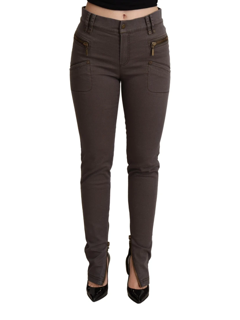 Brown Cotton Stretch Skinny Denim Jeans