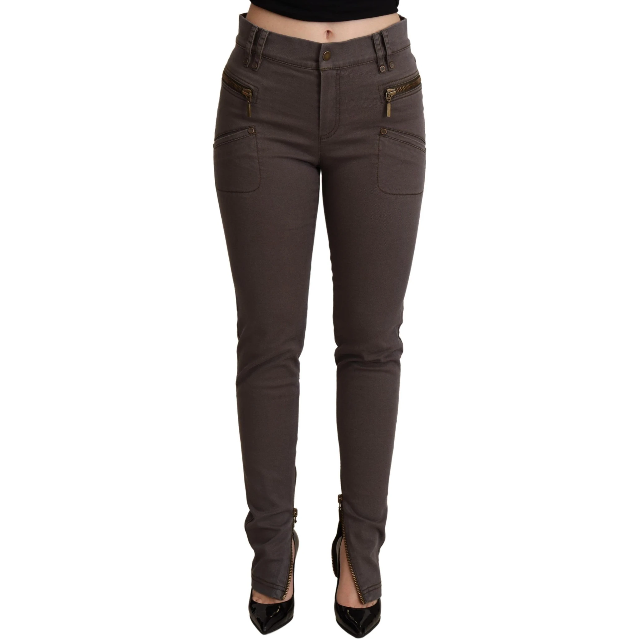 Brown Cotton Stretch Skinny Denim Jeans