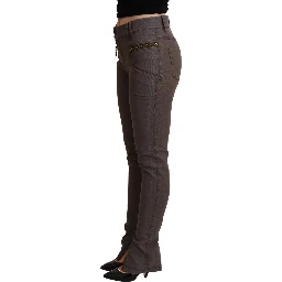 Brown Cotton Stretch Skinny Denim Jeans