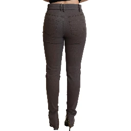 Brown Cotton Stretch Skinny Denim Jeans