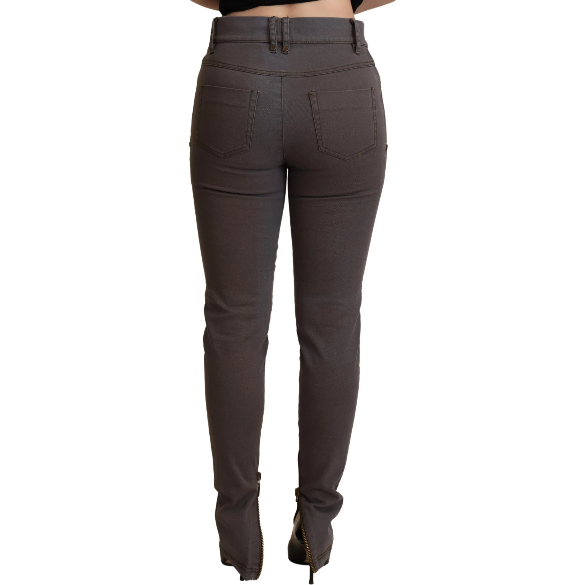 Brown Cotton Stretch Skinny Denim Jeans