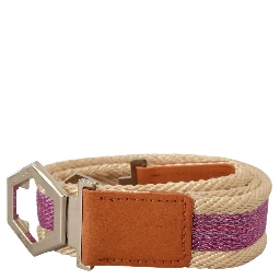 Multicolor Leather Silver Hexagon Logo Buckle Belt