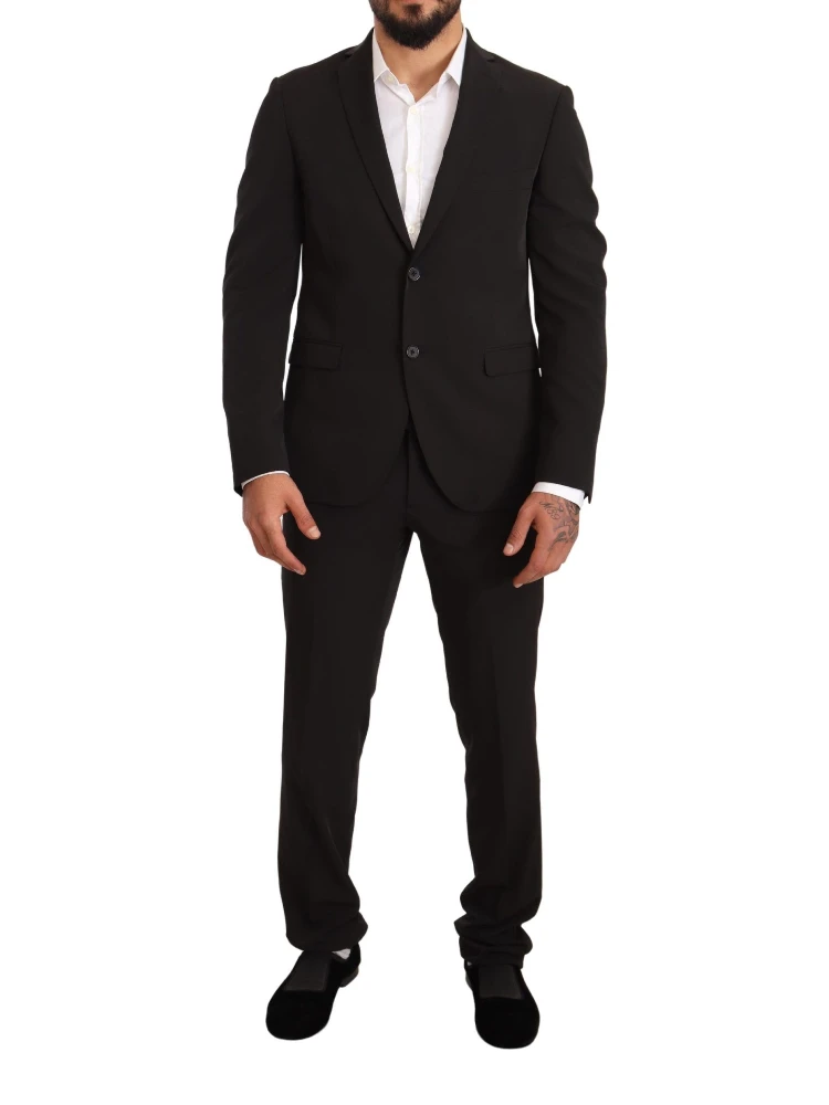 Black Polyester Slim 2 Piece Set TAGLIENTE Suit
