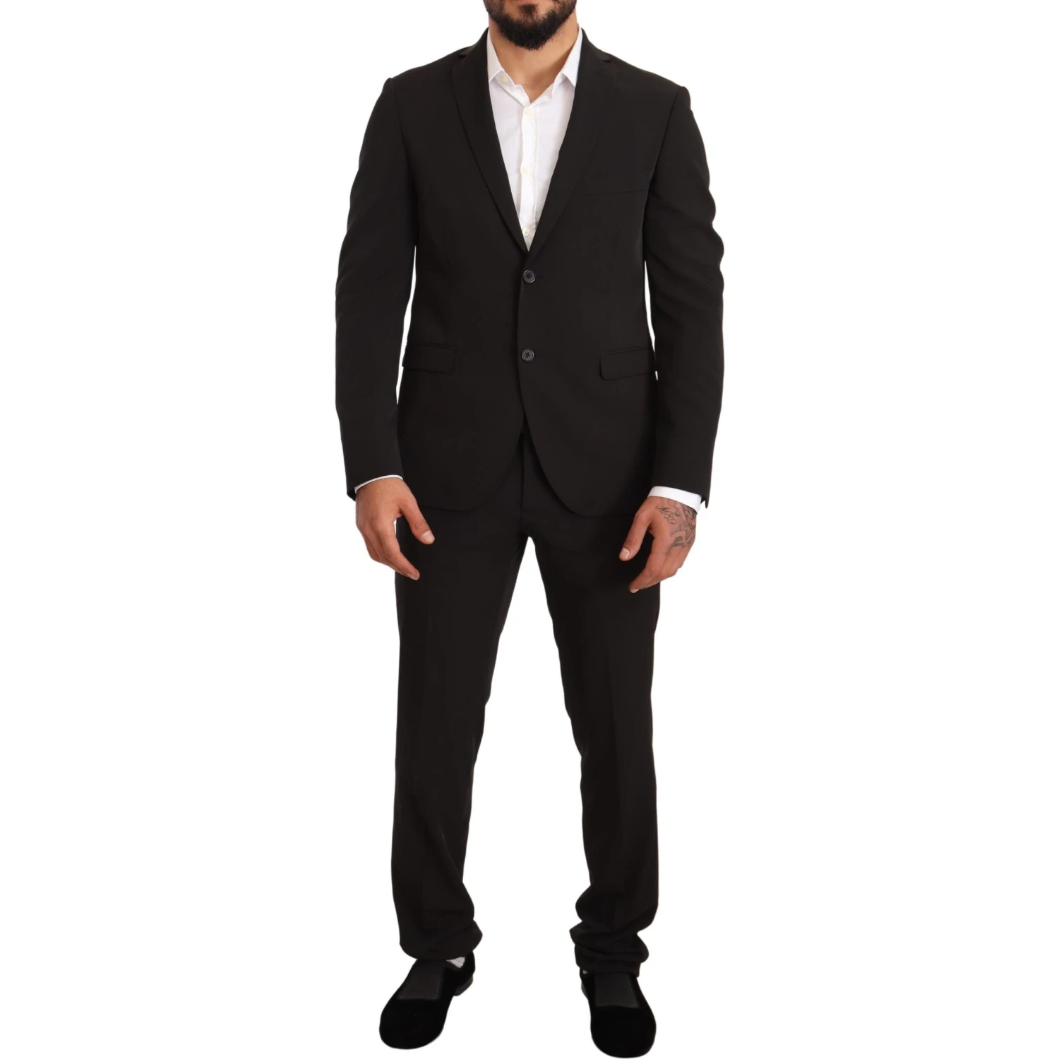 Black Polyester Slim 2 Piece Set TAGLIENTE Suit